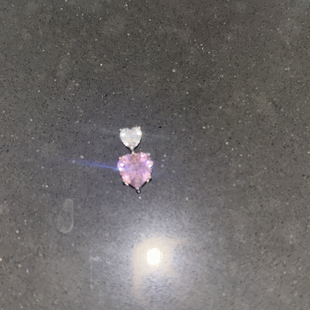 Double heart dangle slider pendant sterling silver .925 stamped